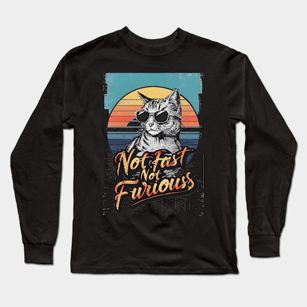 Not Almost Not Furious Lazy Relaxed Cat Long Sleeve T-Shirt by Primo Style